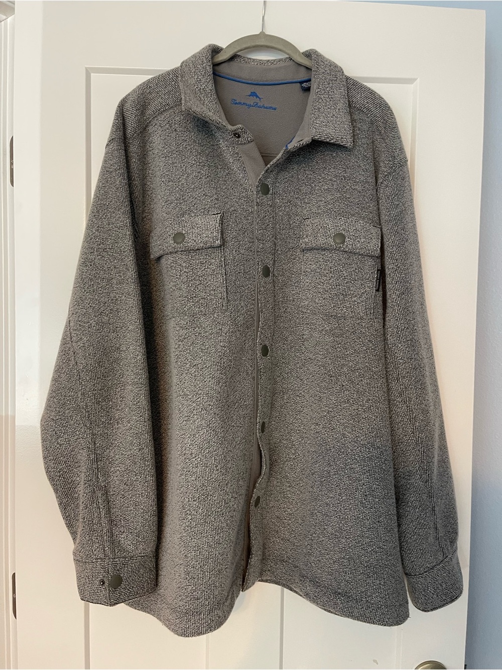 Tommy Bahama Gray Textured Snap-Front Shirt Jacket